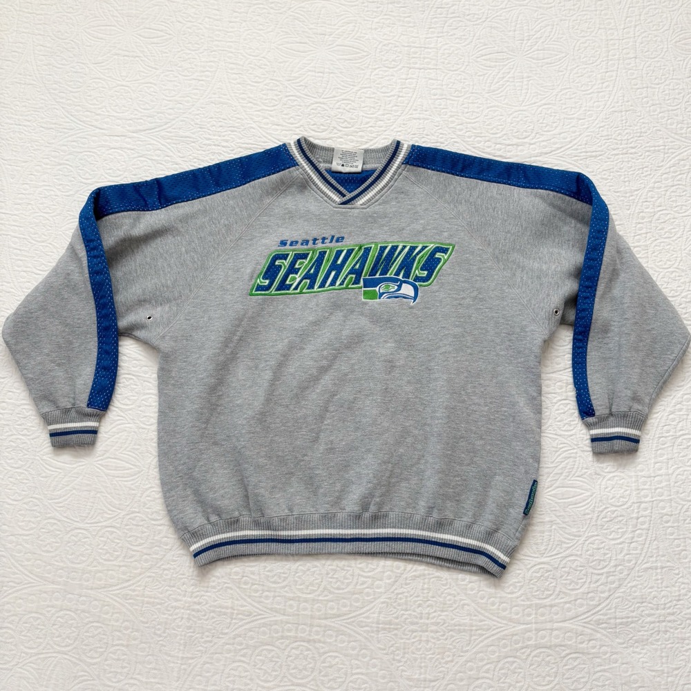 Vintage 90s Lee Sport Seattle Seahawks Mesh Trim‎ Sweatshirt Sz L